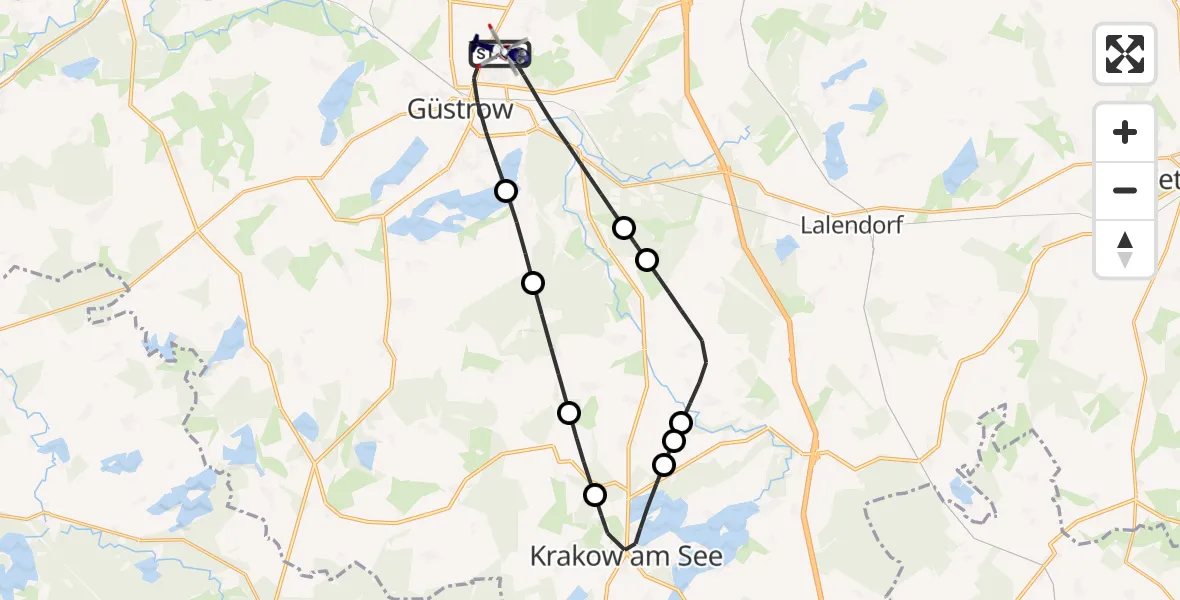 Flugroute Polizeihubschrauber Güstrow - Güstrow, 30 September 2026, 05:19