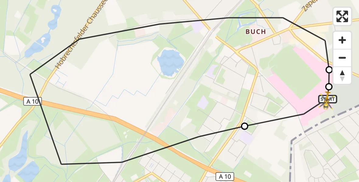Flugroute Rettungshubschrauber Helios Clinic Berlin-Buch - Helios Clinic Berlin-Buch, 30 September 2026, 06:45