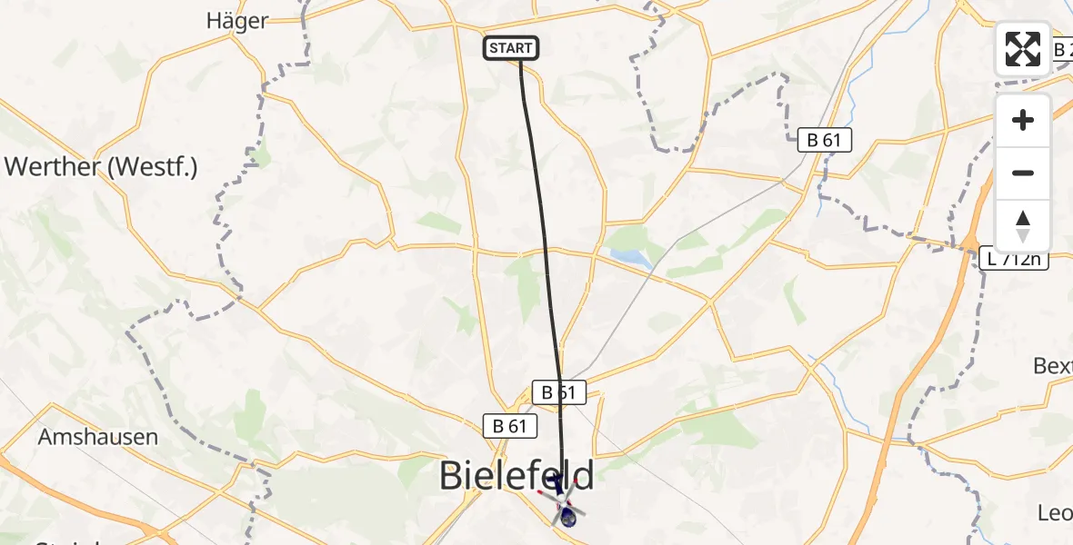 Flugroute Polizeihubschrauber Bielefeld - Bielefeld, 30 September 2026, 07:42