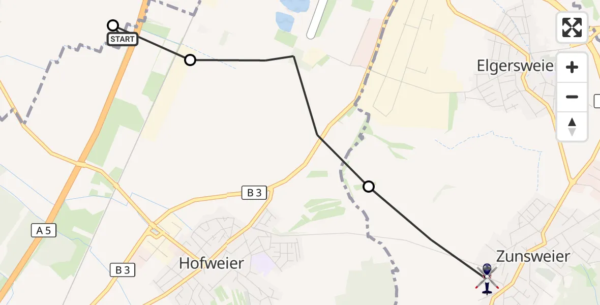 Flugroute Polizeihubschrauber Hohberg - Offenburg, 30 September 2026, 07:43
