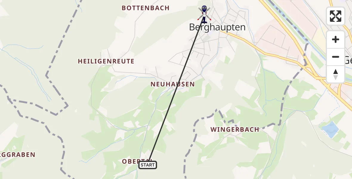 Flugroute Polizeihubschrauber Berghaupten - Berghaupten, 30 September 2026, 07:50