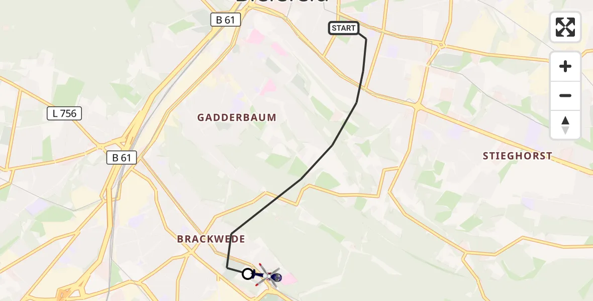 Flugroute Polizeihubschrauber Bielefeld - Luftrettungszentrum Bielefeld, 30 September 2026, 08:10