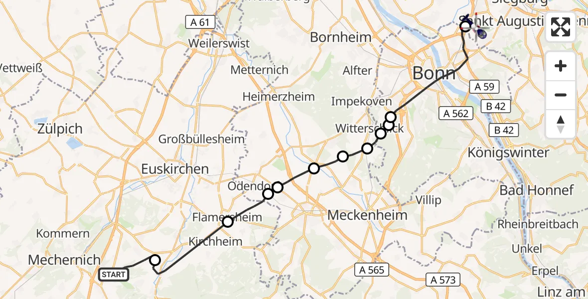 Flugroute Polizeihubschrauber Mechernich - Sankt Augustin, 30 September 2026, 09:19