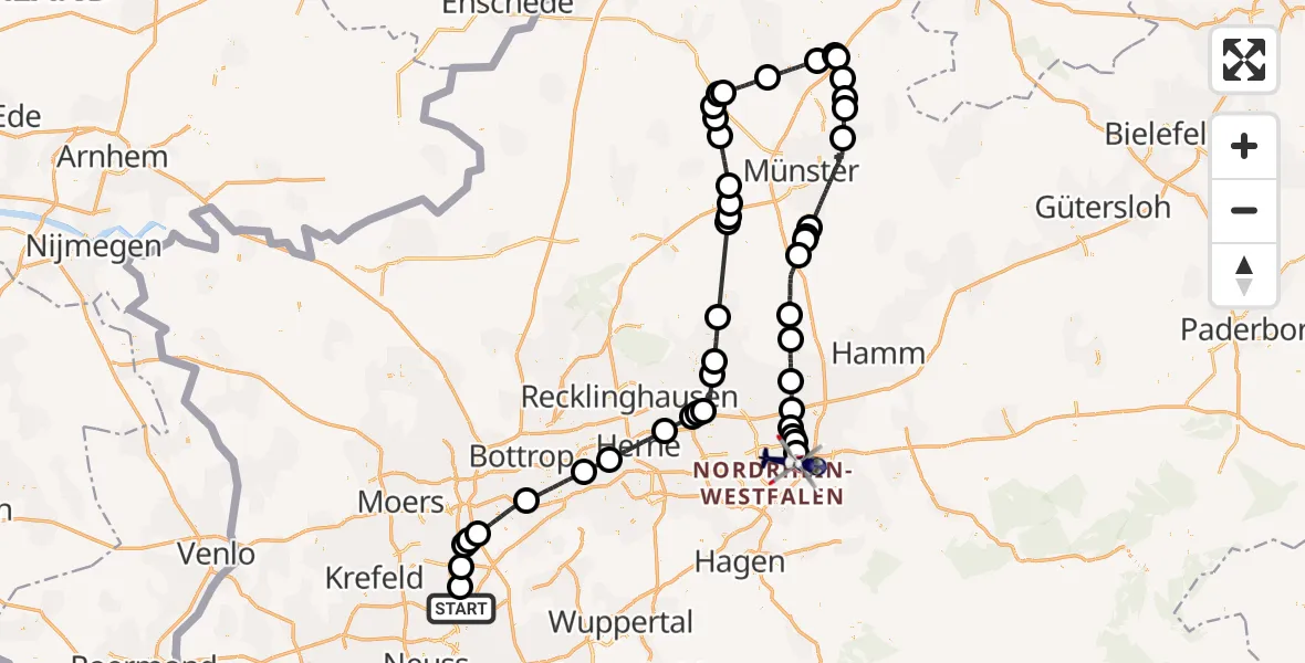 Flugroute Polizeihubschrauber Düsseldorf Flughafen - Dortmund Flughafen, 30 September 2026, 10:04