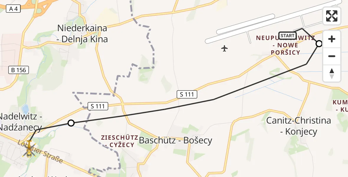 Flugroute Rettungshubschrauber Bautzen Flugplatz - Bautzen, 30 September 2026, 10:41