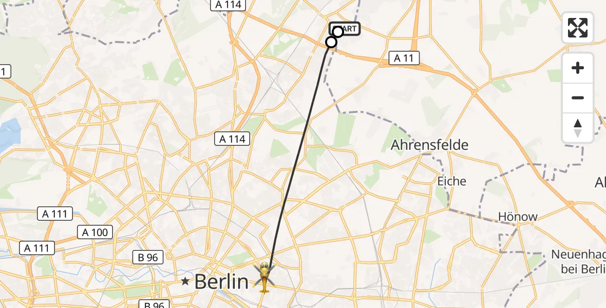 Flugroute Rettungshubschrauber Helios Clinic Berlin-Buch - Berlin, 30 September 2026, 10:48