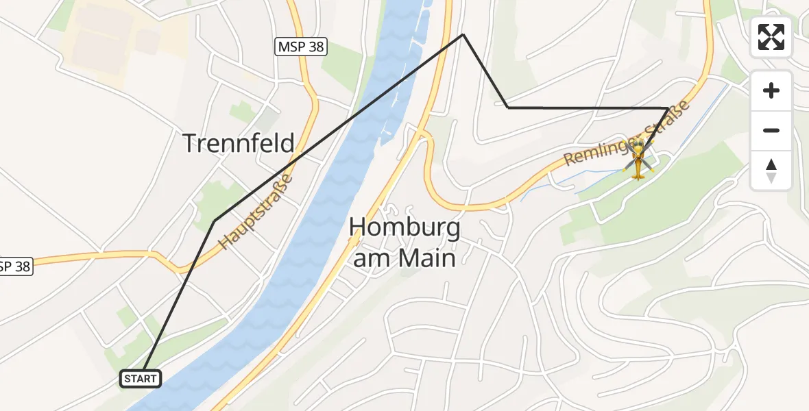 Flugroute Rettungshubschrauber Triefenstein - Triefenstein, 30 September 2026, 10:56