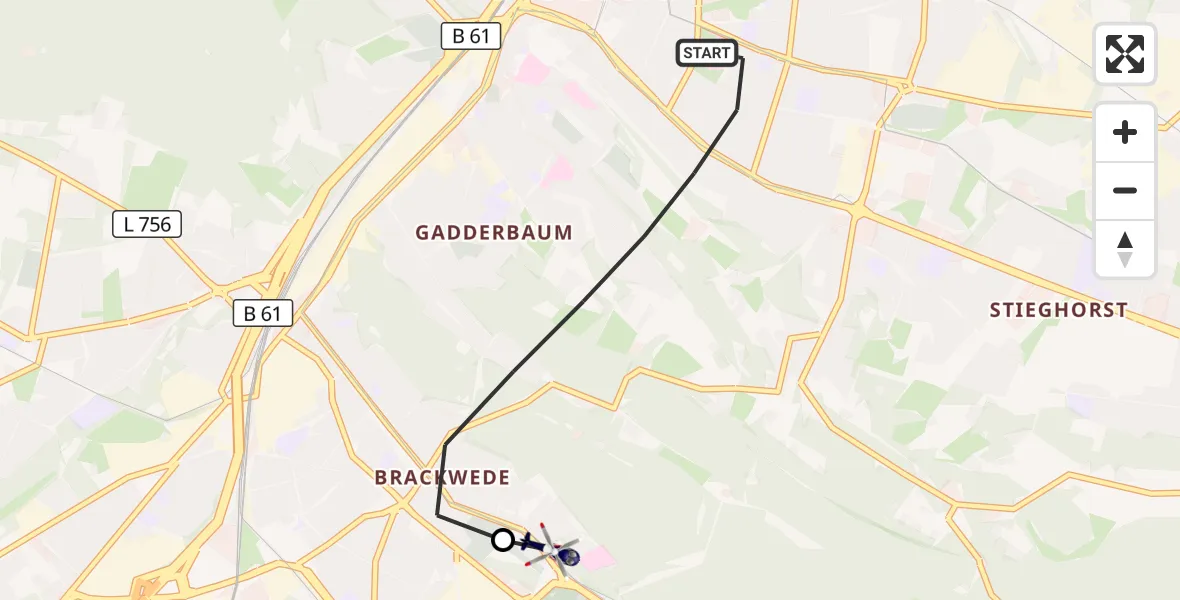 Flugroute Polizeihubschrauber Bielefeld - Luftrettungszentrum Bielefeld, 30 September 2026, 11:40