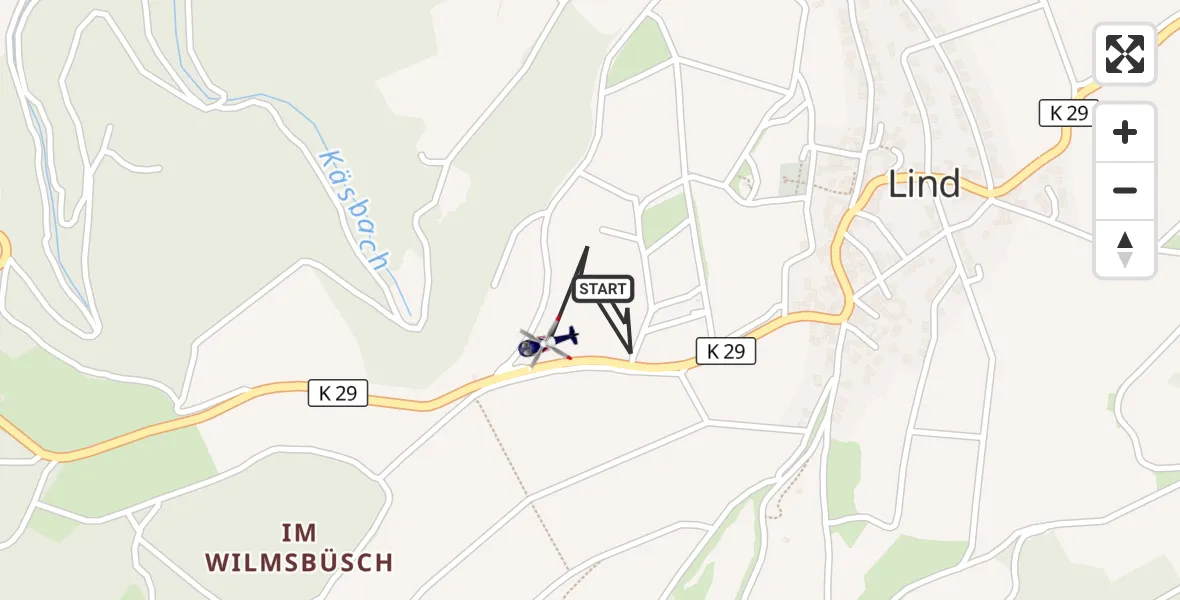 Flugroute Polizeihubschrauber Lind - Lind, 30 September 2026, 12:22