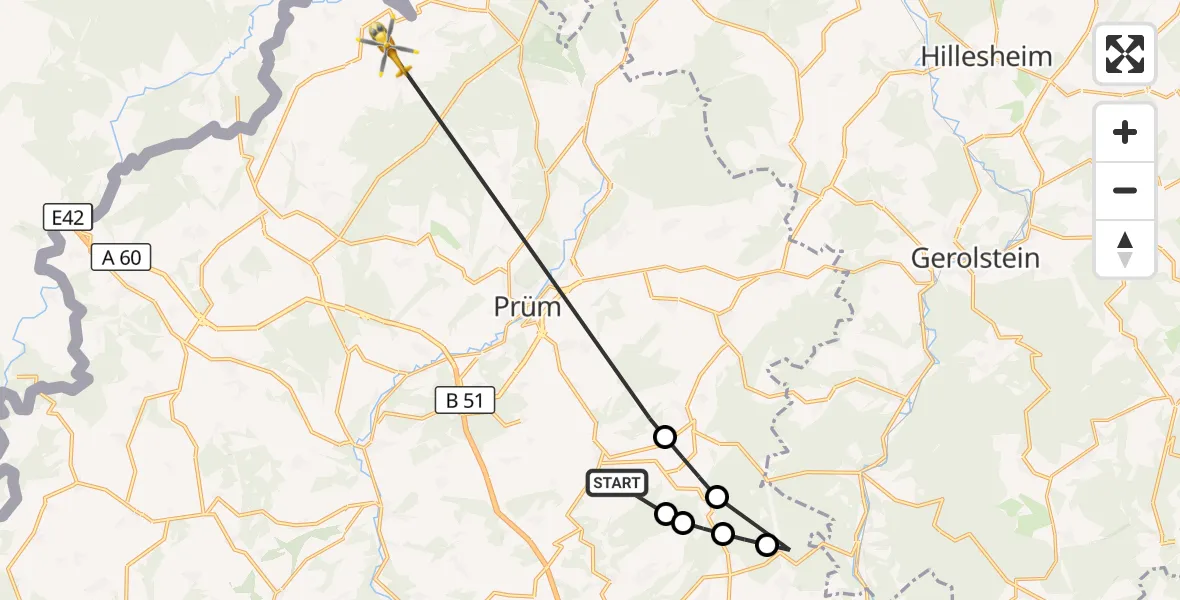Flugroute Rettungshubschrauber Schönecken - Auw bei Prüm, 30 September 2026, 13:13