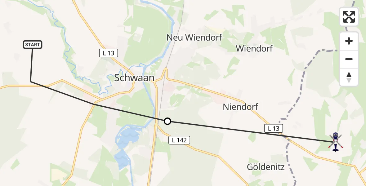 Flugroute Polizeihubschrauber Schwaan - Hohen Sprenz, 30 September 2026, 13:31