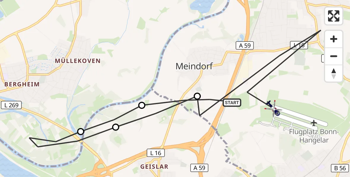 Flugroute Polizeihubschrauber Sankt Augustin - Sankt Augustin, 30 September 2026, 13:31