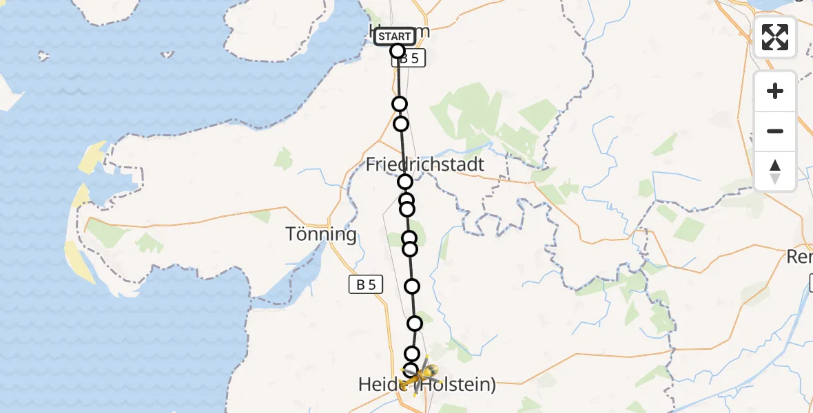 Flugroute Ambulanzhubschrauber Husum - Heide, 30 September 2026, 14:20