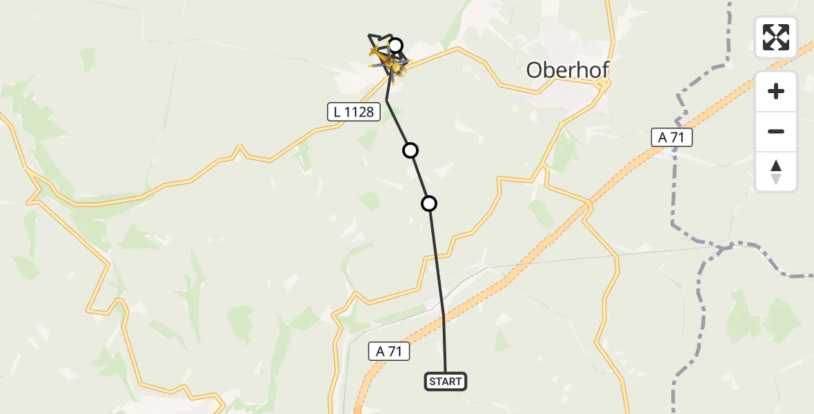 Flugroute Rettungshubschrauber Zella-Mehlis - Oberhof, 30 September 2026, 14:33