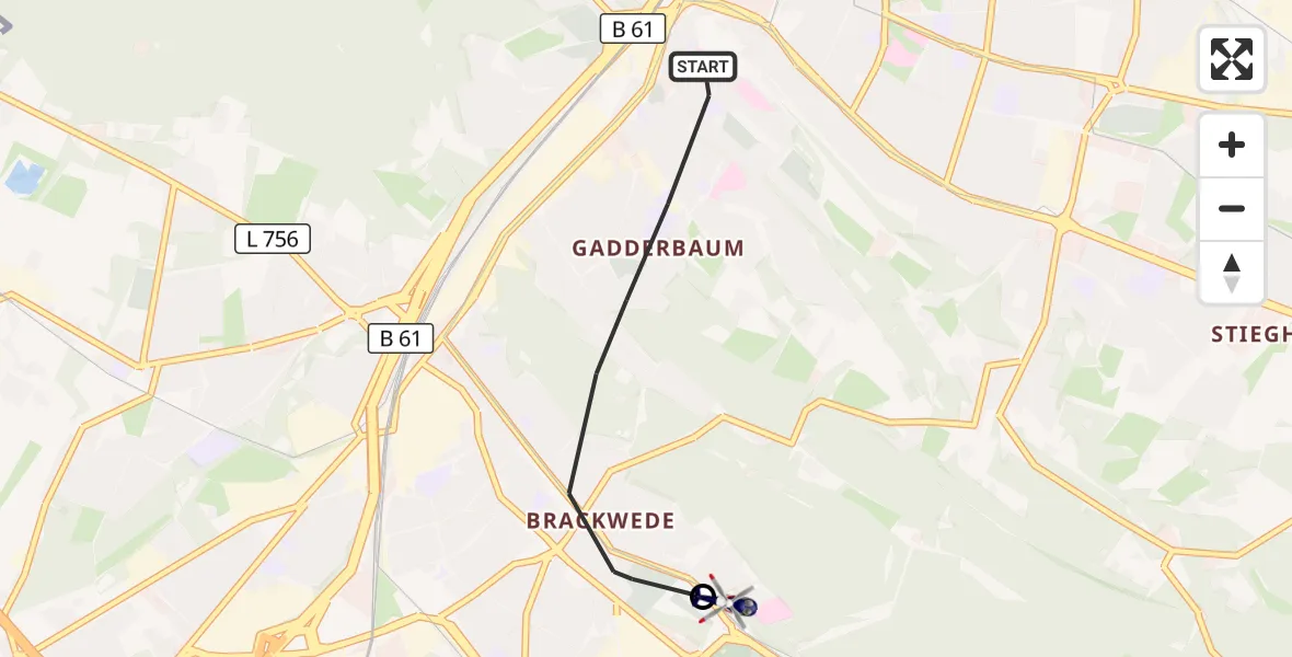 Flugroute Polizeihubschrauber Bielefeld - Luftrettungszentrum Bielefeld, 30 September 2026, 14:37