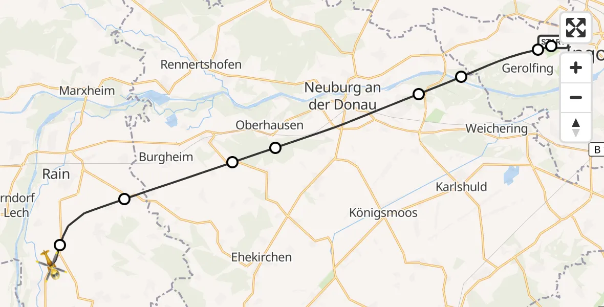 Flugroute Rettungshubschrauber Ingolstadt Hospital - Münster, 30 September 2026, 15:19