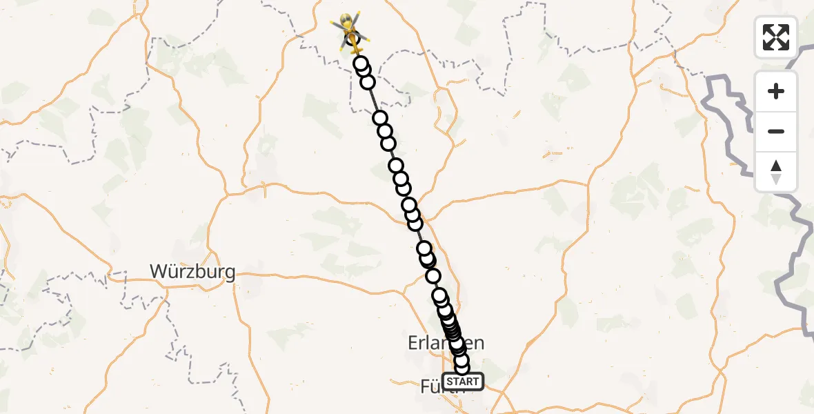Flugroute Rettungshubschrauber Flughafen Nuremberg - Dingsleben, 30 September 2026, 15:40