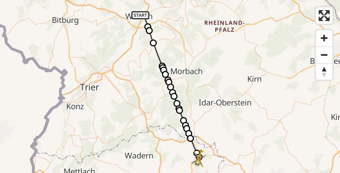 Flugroute Rettungshubschrauber Wittlich - Namborn, 30 September 2026, 15:42
