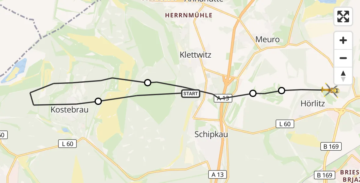 Flugroute Rettungshubschrauber Schipkau - Schipkau, 30 September 2026, 16:24