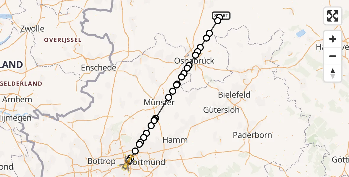 Flugroute Rettungshubschrauber Diepholz - Bochum, 30 September 2026, 20:15