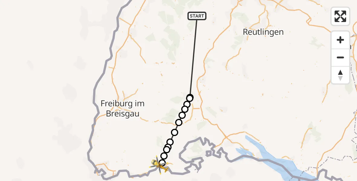 Flugroute Ambulanzhubschrauber Altensteig - Waldshut-Tiengen, 01 Oktober 2026, 00:08