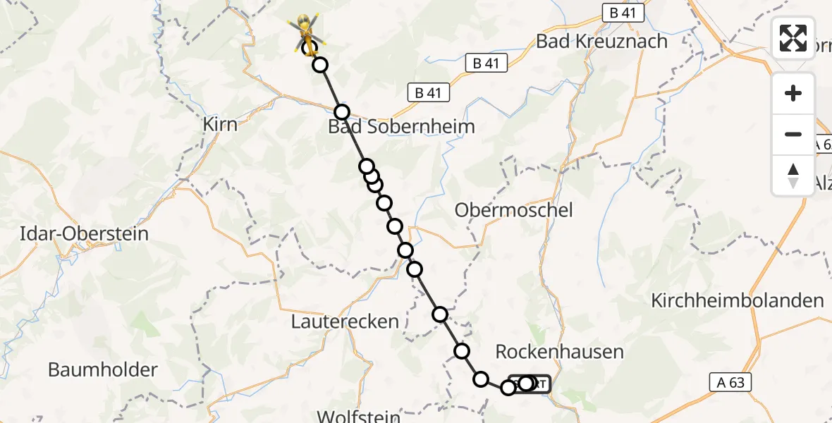 Flugroute Rettungshubschrauber Rockenhausen - Seesbach, 01 Oktober 2026, 05:33
