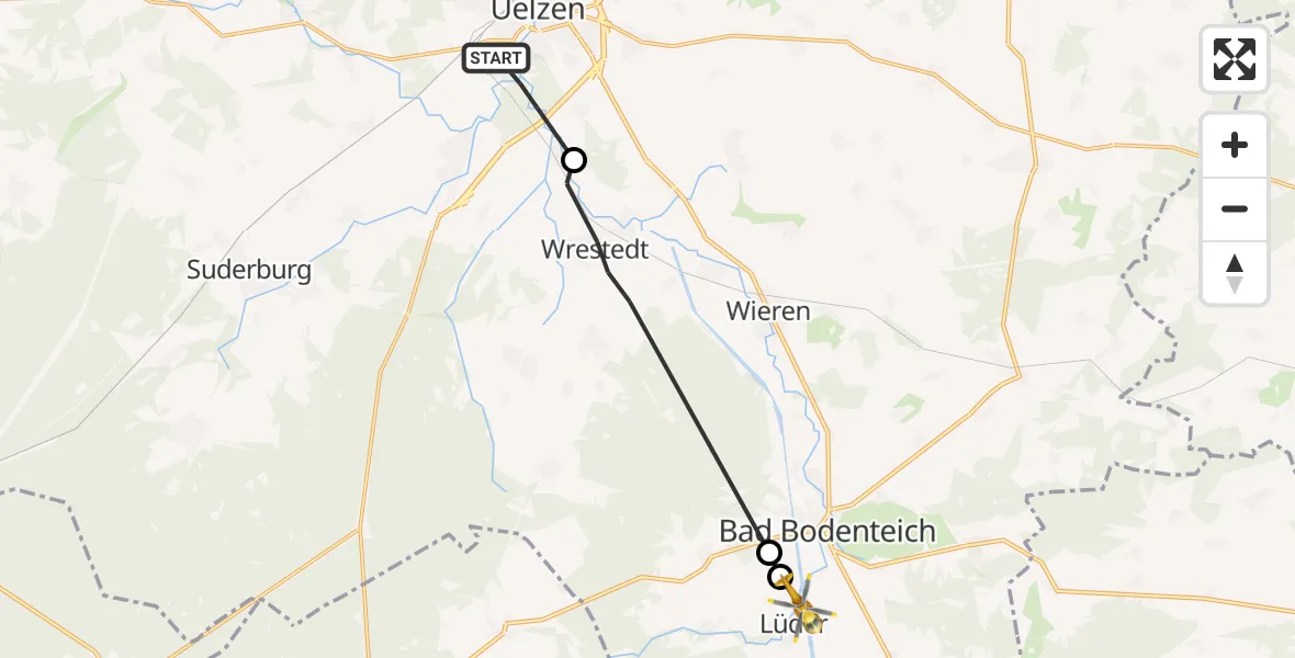 Flugroute Rettungshubschrauber Uelzen - Lüder, 01 Oktober 2026, 06:02