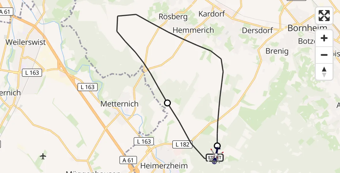 Flugroute Polizeihubschrauber Swisttal - Swisttal, 01 Oktober 2026, 08:21