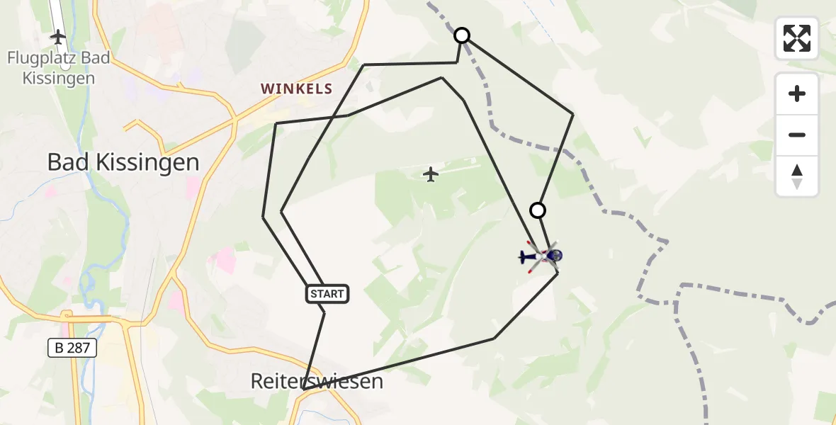 Flugroute Polizeihubschrauber Bad Kissingen - Bad Kissingen, 01 Oktober 2026, 08:24