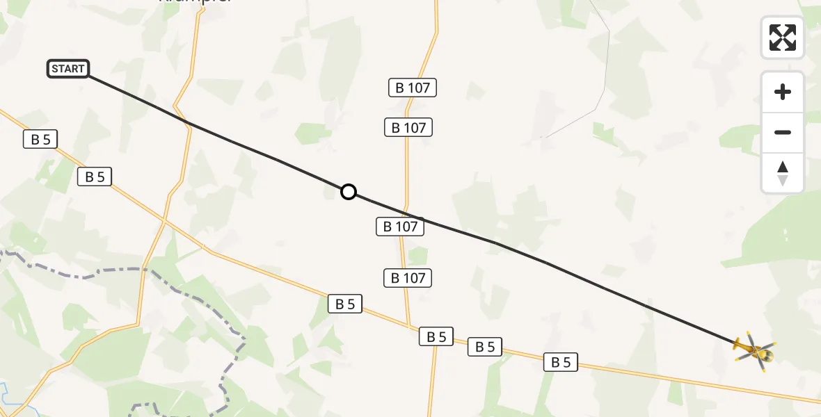 Flugroute Rettungshubschrauber Plattenburg - Gumtow, 01 Oktober 2026, 09:13
