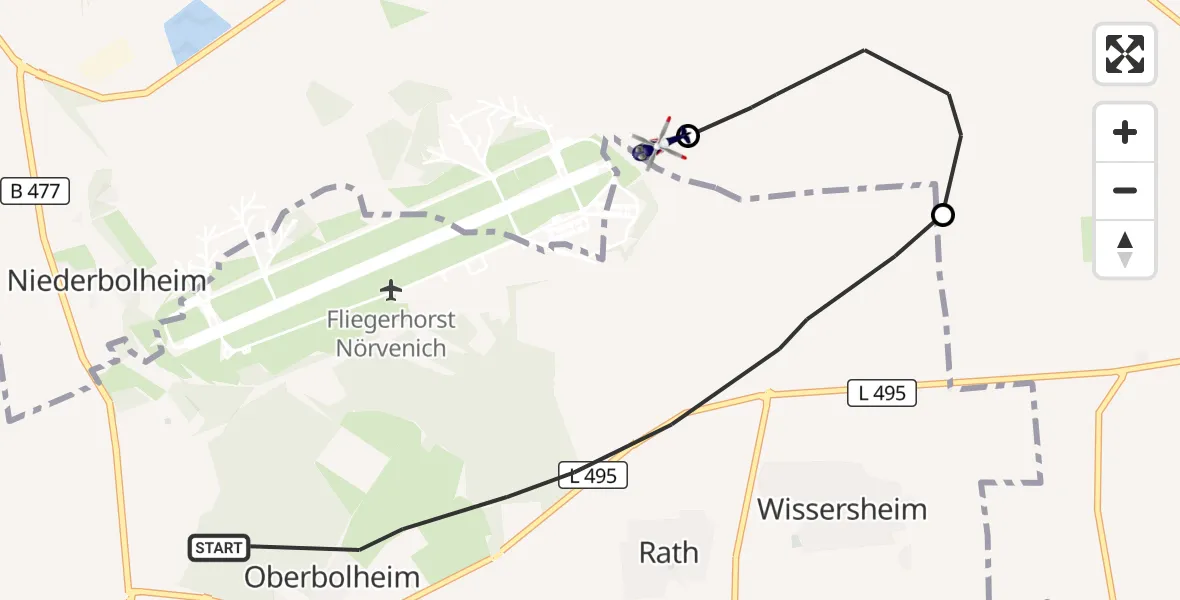 Flugroute Polizeihubschrauber Nörvenich - Kerpen, 01 Oktober 2026, 12:33