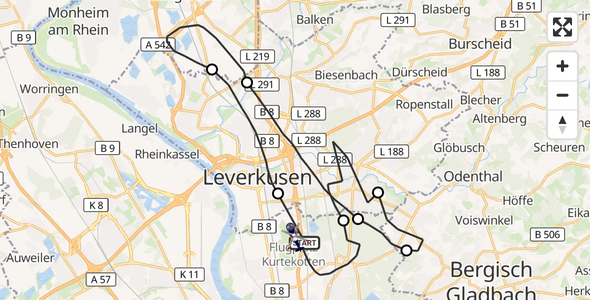 Flugroute Polizeihubschrauber Köln - Köln, 01 Oktober 2026, 12:42