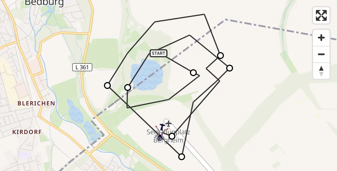 Flugroute Polizeihubschrauber Bedburg - Bergheim, 01 Oktober 2026, 12:47