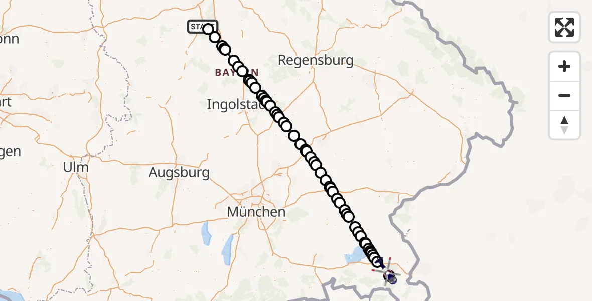 Flugroute Polizeihubschrauber Roth - Siegsdorf, 01 Oktober 2026, 13:06