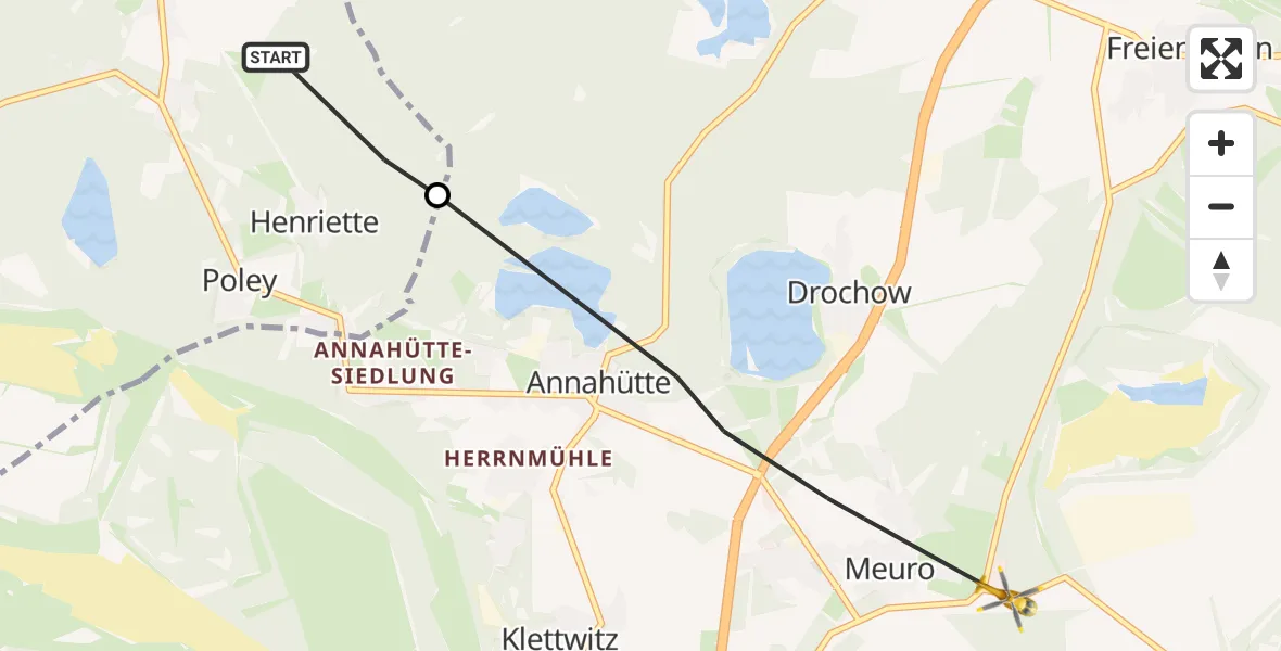 Flugroute Rettungshubschrauber Sallgast - Schipkau, 01 Oktober 2026, 13:33