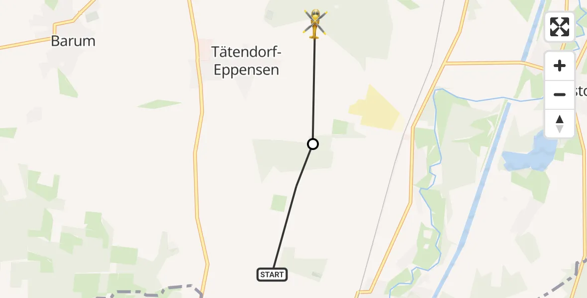 Flugroute Rettungshubschrauber Emmendorf - Barum, 01 Oktober 2026, 14:23