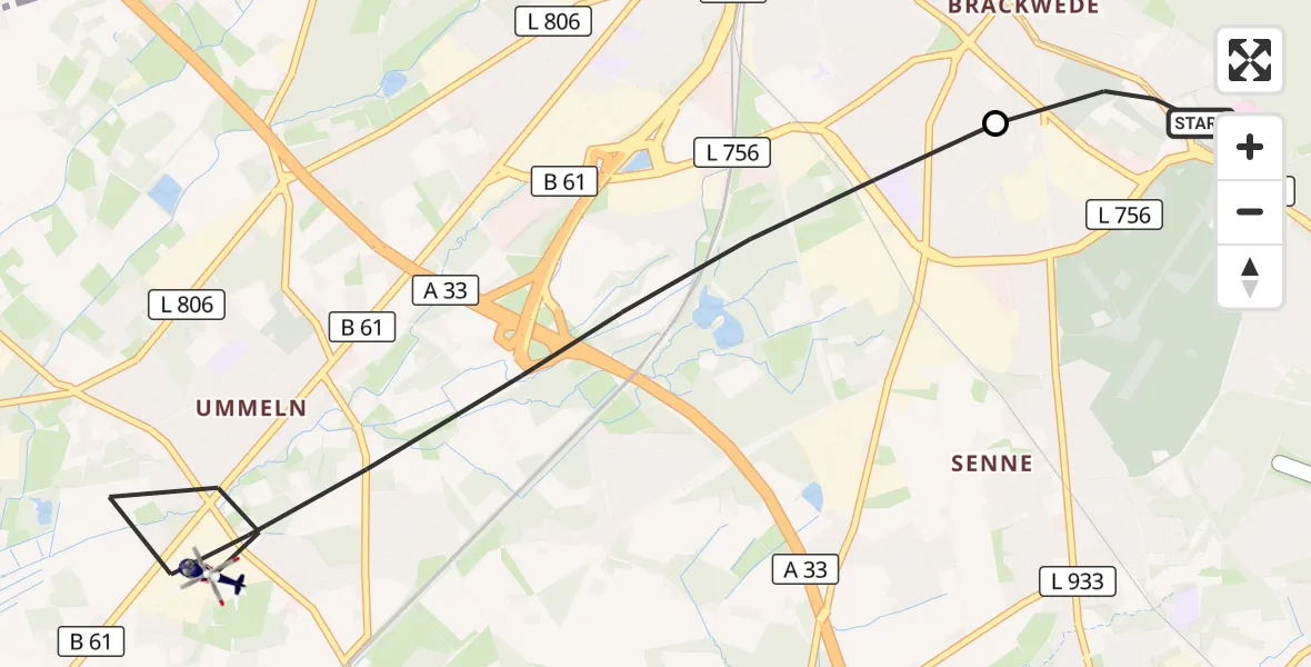 Flugroute Polizeihubschrauber Luftrettungszentrum Bielefeld - Bielefeld, 01 Oktober 2026, 15:00