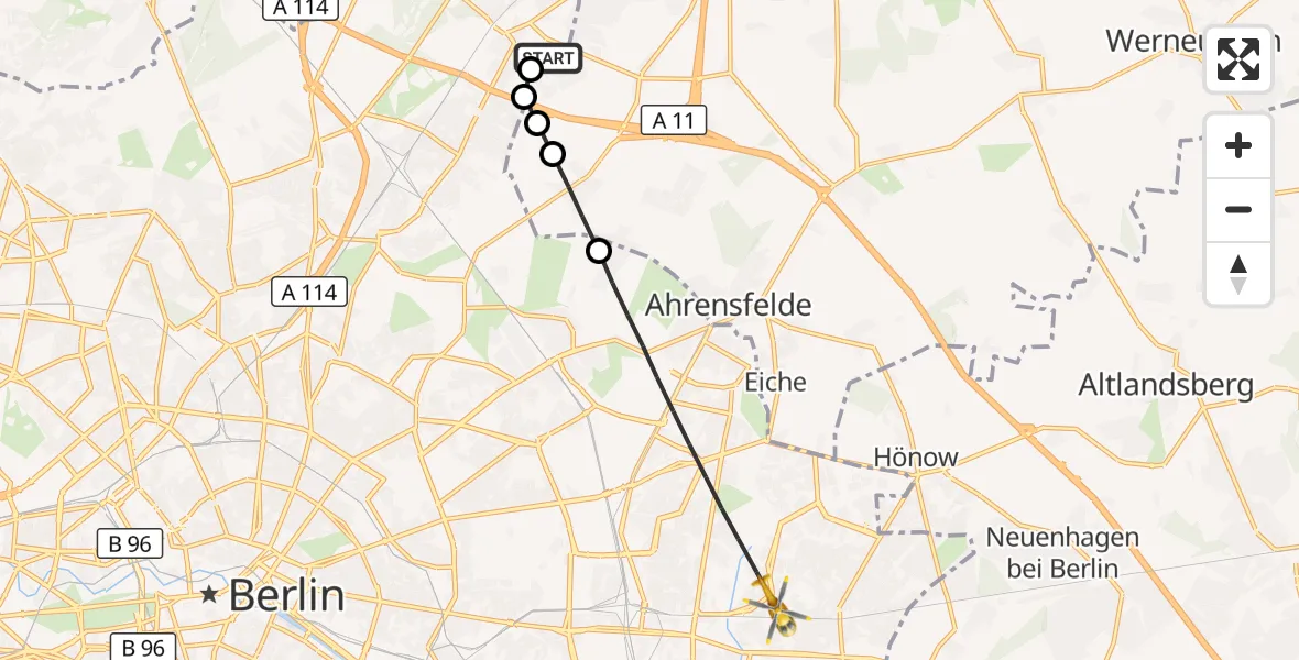 Flugroute Rettungshubschrauber Helios Clinic Berlin-Buch - Berlin, 01 Oktober 2026, 15:05