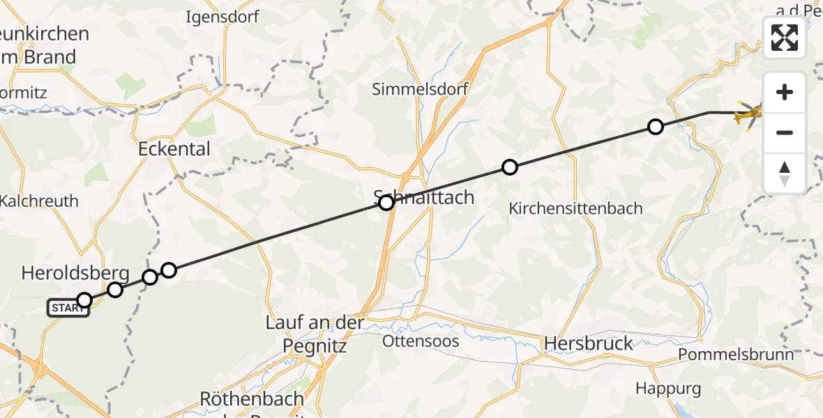 Flugroute Ambulanzhubschrauber Geschaidt - Hartenstein, 01 Oktober 2026, 15:25