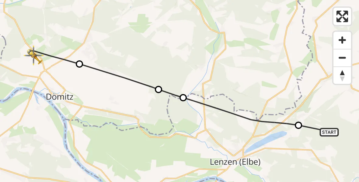 Flugroute Rettungshubschrauber Lanz - Dömitz, 01 Oktober 2026, 15:42