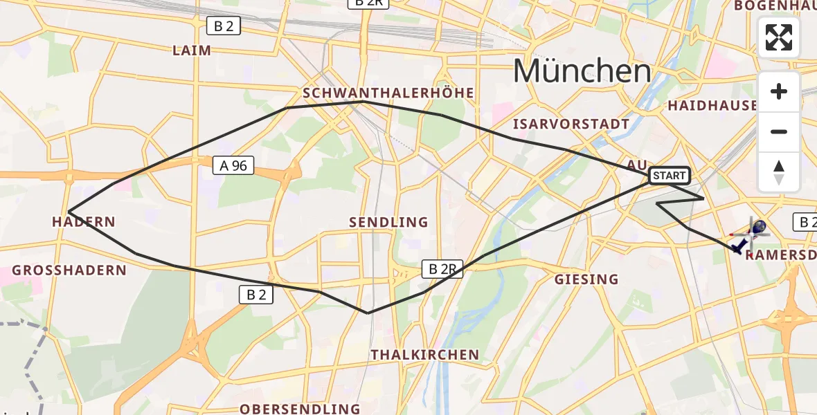Flugroute Polizeihubschrauber München - München, 01 Oktober 2026, 15:58
