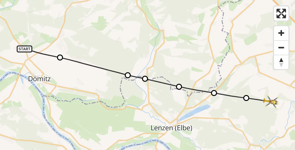 Flugroute Rettungshubschrauber Dömitz - Karstädt, 01 Oktober 2026, 16:14