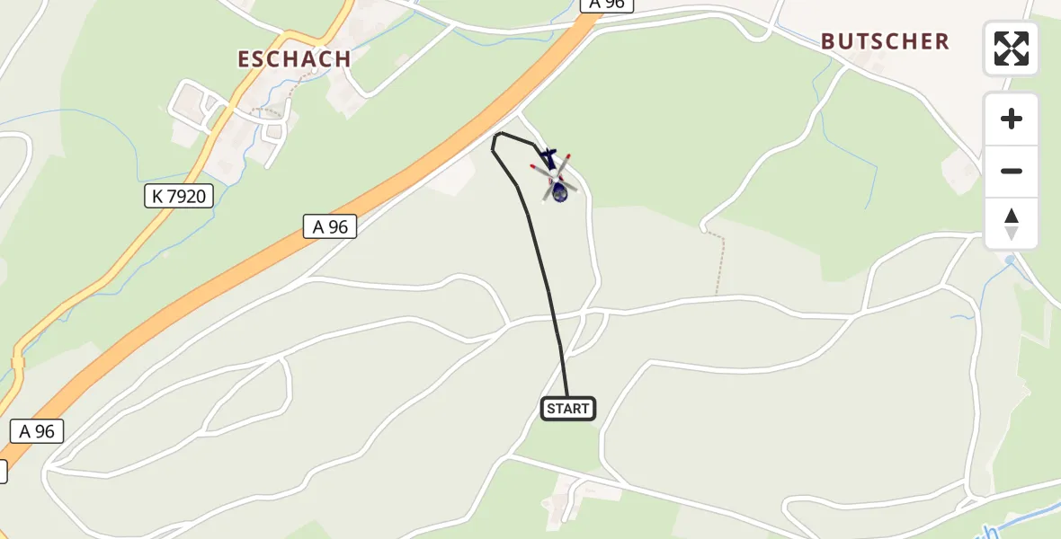 Flugroute Polizeihubschrauber Aichstetten - Aichstetten, 01 Oktober 2026, 16:31