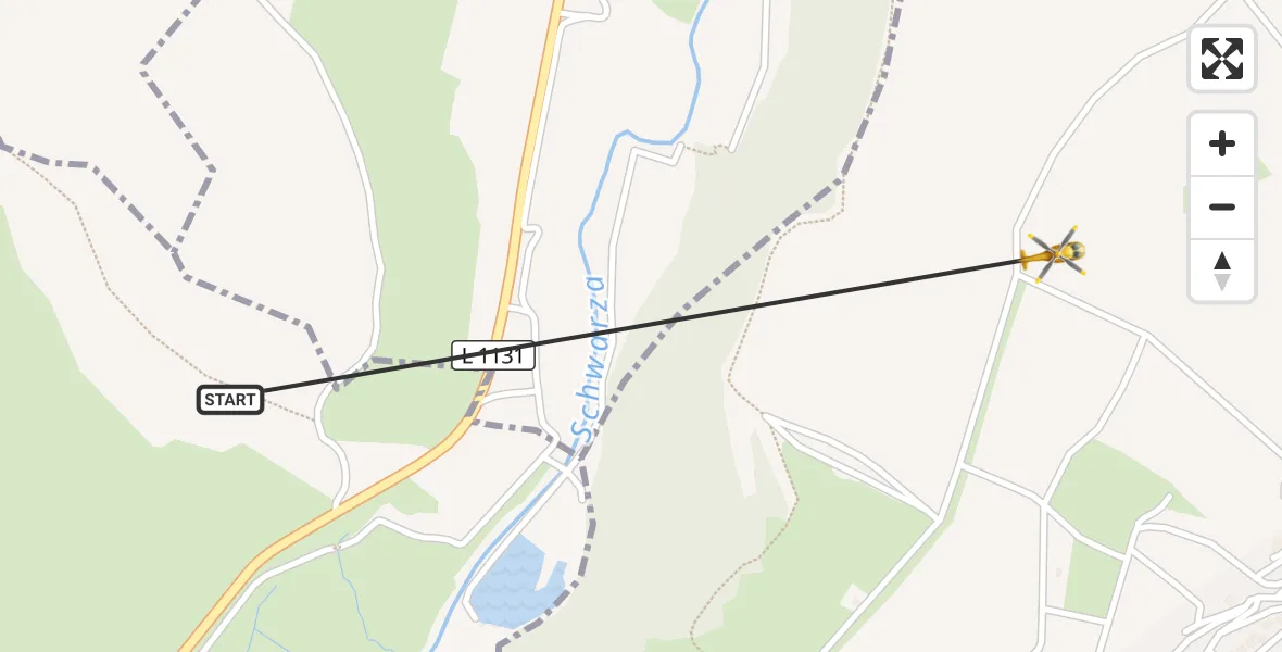 Flugroute Rettungshubschrauber Rohr - Dillstädt, 01 Oktober 2026, 16:33