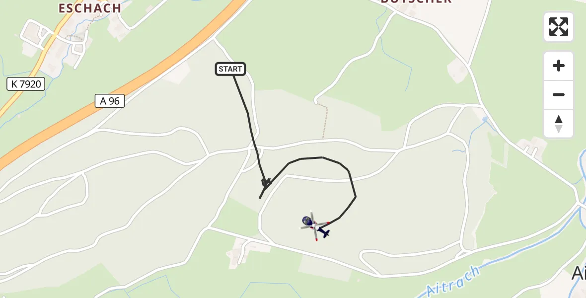 Flugroute Polizeihubschrauber Aichstetten - Aichstetten, 01 Oktober 2026, 16:34