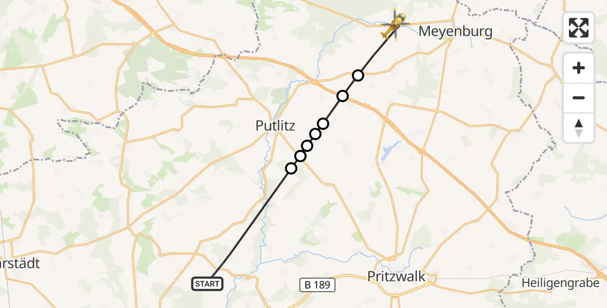 Flugroute Rettungshubschrauber Groß Pankow (Prignitz) - Marienfließ, 01 Oktober 2026, 16:51