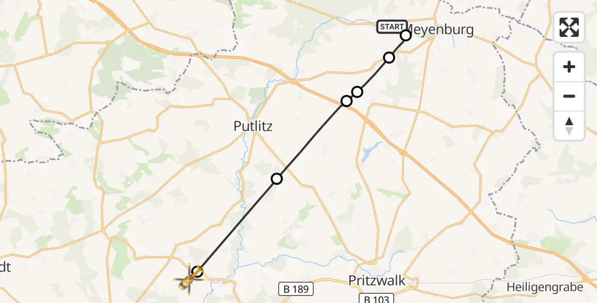 Flugroute Rettungshubschrauber Marienfließ - Groß Pankow (Prignitz), 01 Oktober 2026, 17:28