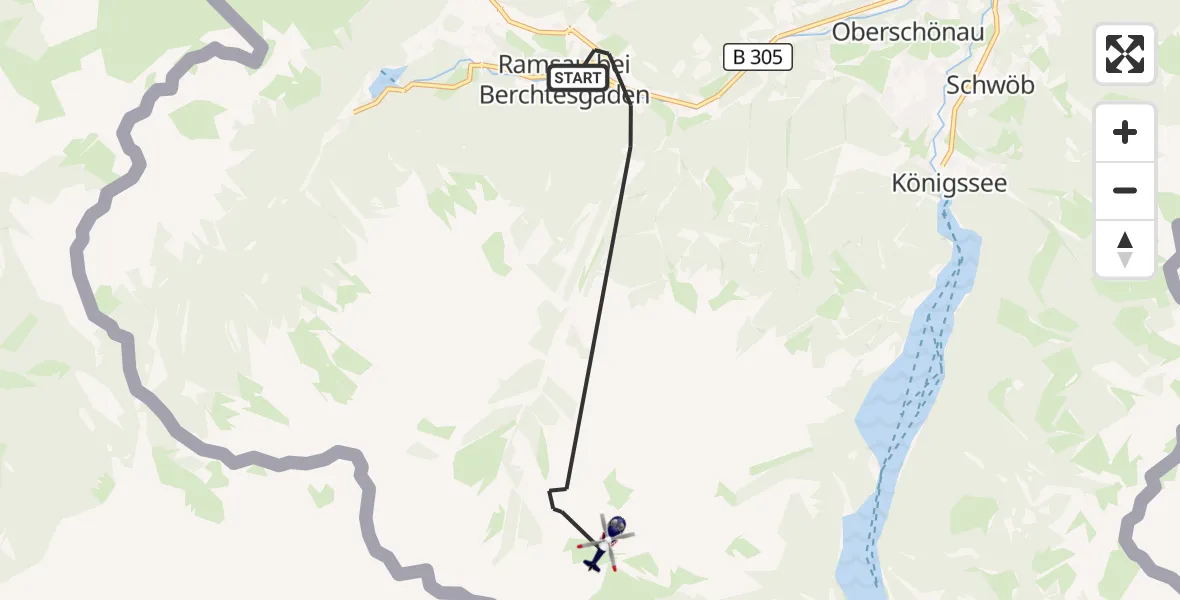 Flugroute Polizeihubschrauber Ramsau b.Berchtesgaden - Ramsau b.Berchtesgaden, 01 Oktober 2026, 22:02