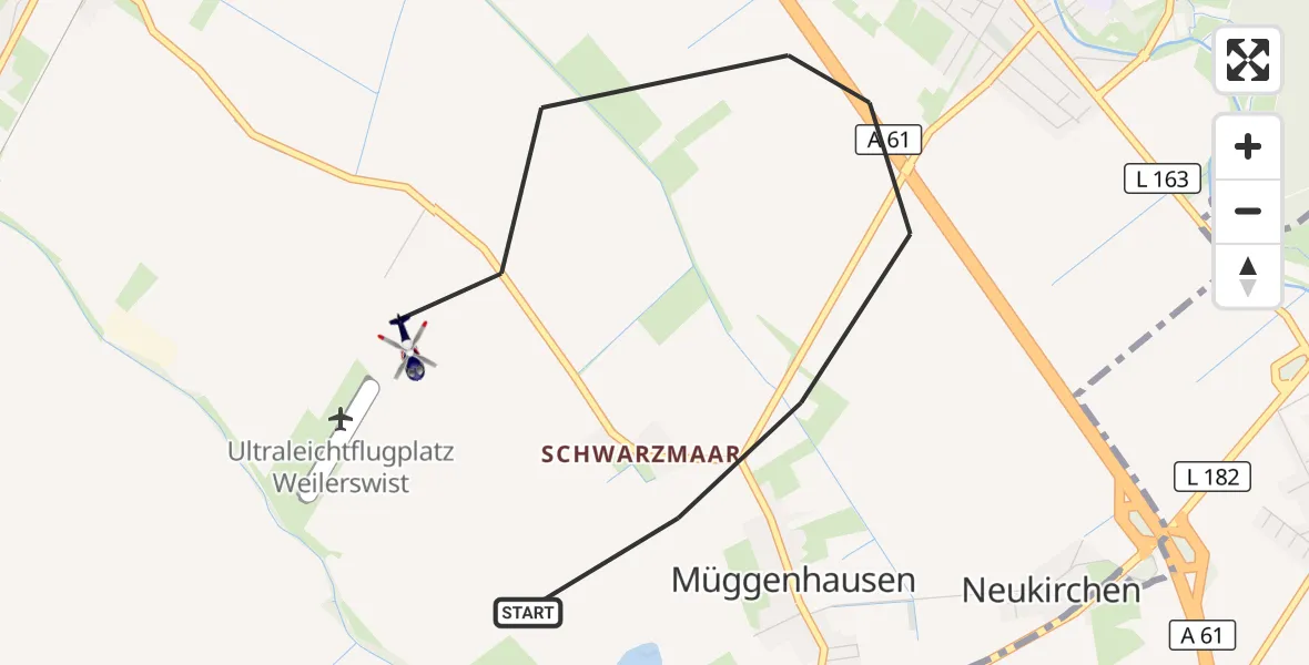 Flugroute Polizeihubschrauber Weilerswist - Weilerswist UL, 02 Oktober 2026, 06:25