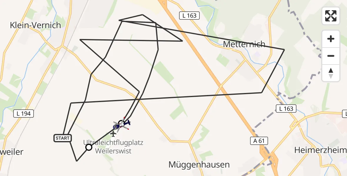 Flugroute Polizeihubschrauber Weilerswist - Weilerswist UL, 02 Oktober 2026, 06:28